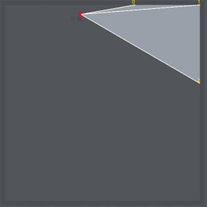 An attempt to reproduce the bug after the thankfully quick fix. Debug info shows the vertex indices in the view mesh.