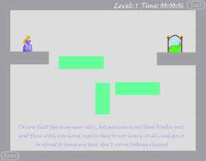 Level 1 introduces the player to the core concept of block dragging, by requiring them to form a bridge